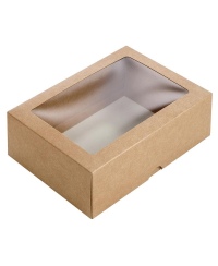 Dviejų dalių dovanų dėžutė su langeliu, 210x150x65 mm, rudos spalvos, 1 vnt.