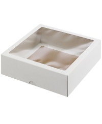 Dviejų dalių dovanų dėžutė su langeliu, 210х210х60 mm, baltos spalvos, 1 vnt.
