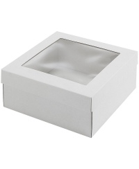 Dviejų dalių dovanų dėžutė su langeliu, 250x250x100 mm, baltos spalvos, 1 vnt.
