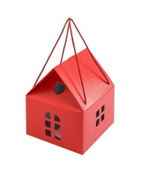 Dėžutė - namelis, 80x80x80 mm, raudonos spalvos, 1 vnt.