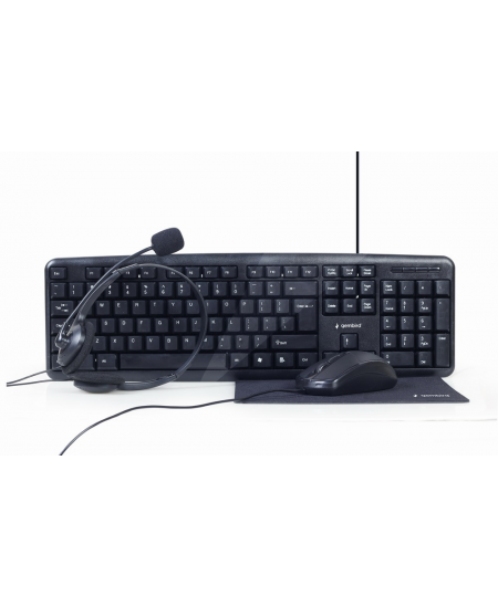 Gembird 4-in-1 Multimedia office set KBS-UO4-01 Wired, Mouse included, US Layout, Black