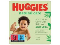 Drėgnos servetėlės HUGGIES Natural Care 2+1, 168 vnt.