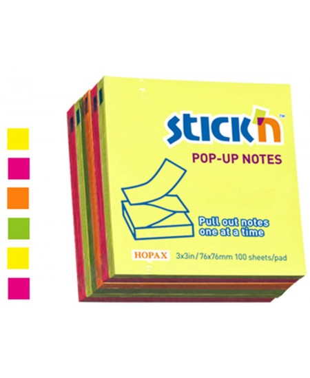 Lipnių lapelių kubas STICK´N Z, 76x76 mm, 600 lapelių,  įvairių spalvų