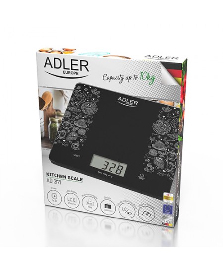 Adler Kitchen scale AD 3171 Maximum weight (capacity) 10 kg, Graduation 1 g, Display type LCD, Black