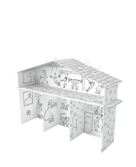 Milžiniškas spalvinamas ir surenkamas 3D namas berniukams XXL MONUMI, 67x52 cm