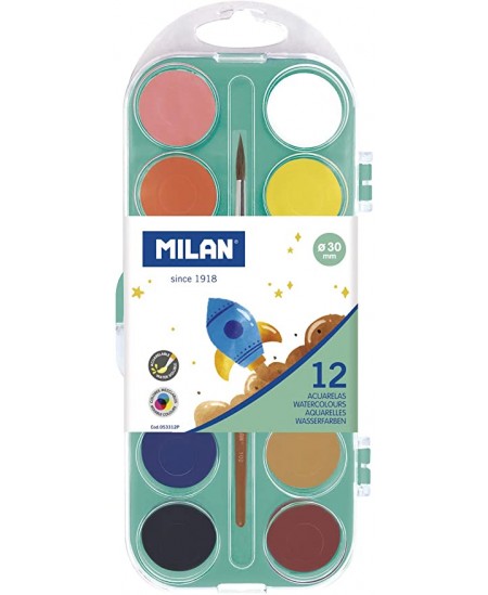 Akvarelė MILAN, su teptuku, 12 spalvų