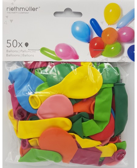 Įvairių spalvų ir formų balionai RIETHMULLER, 50 vnt.