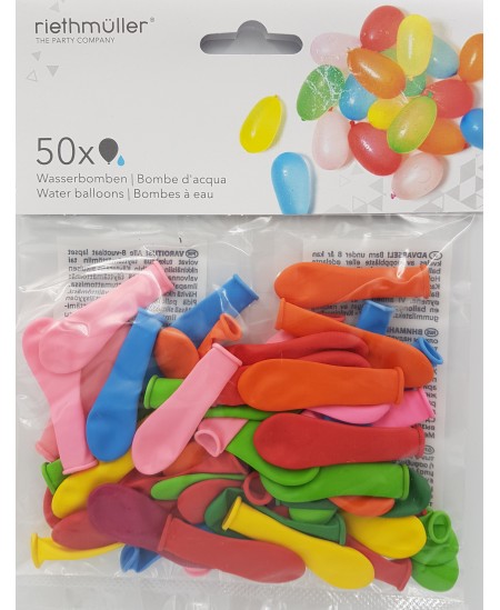 Įvairių spalvų balionai-vandens bombos RIETHMULLER, 50 vnt.