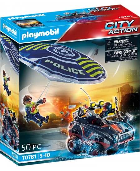 PLAYMOBIL City Action "Policija su parašiutu ir vagis su plaukiojančiu automobiliu", 70781
