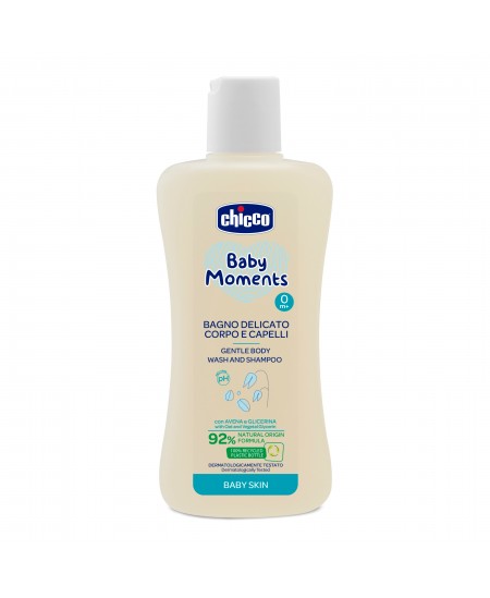 CHICCO Prausiklis ir šampūnas BABY MOMENTS, 200 ml