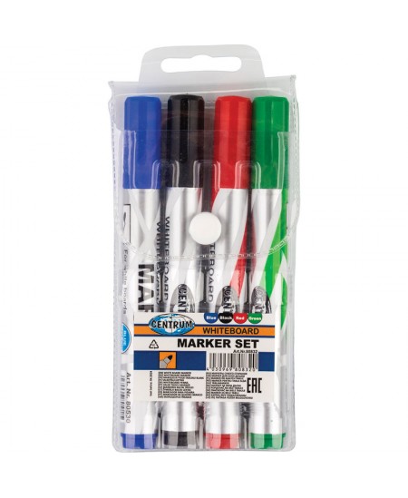 Žymeklių rinkinys baltai lentai ir bloknotams CENTRUM, 4 spalvos