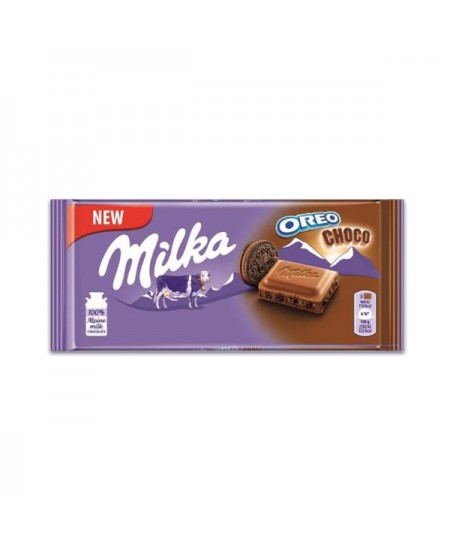 Šokoladas MILKA, Oreo Choco, su kakaviniu įdaru ir kakavinių sausainių gabaliukais, 100g