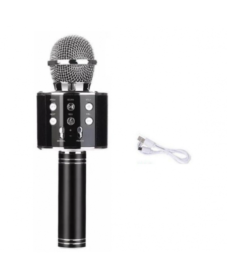 Karaokė mikrofonas - kolonėlė su balso keitimo efektais, juodas, WS-858