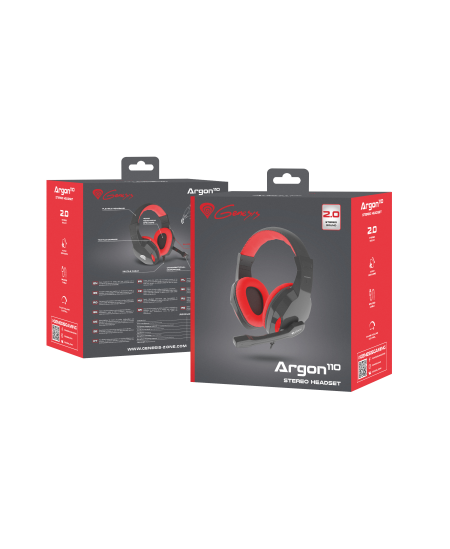 GENESIS ARGON 110 Gaming Headset, On-Ear, Wired, Microphone, Black/Red