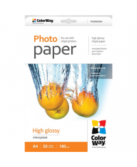 ColorWay A4, High Glossy Photo Paper, 50 Sheets, A4, 180 g/m²