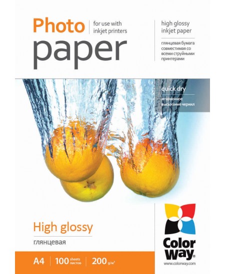 ColorWay High Glossy Photo Paper, 100 sheets, A4, 200 g/m²