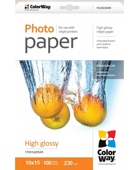 ColorWay High Glossy Photo Paper, 100 sheets, A4, 230 g/m²