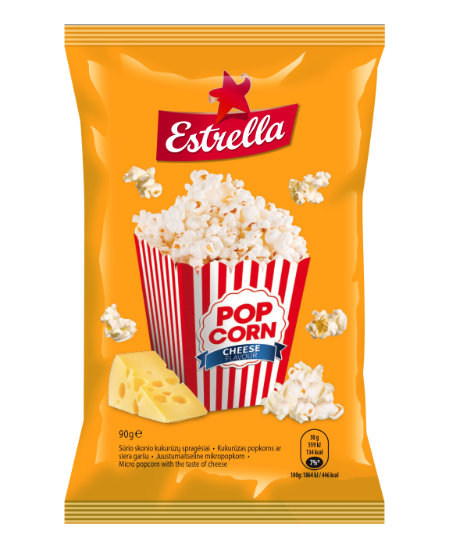 Kukurūzų spragėsiai ESTRELLA, sūrio skonio, 90 g