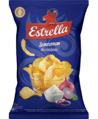Traškučiai ESTRELLA, grietinės ir svogūnų skonio, 130 g