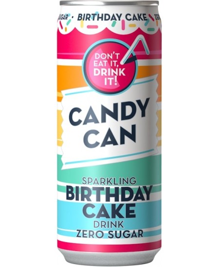 Gazuotas gaivusis gėrimas CANDY CAN, braškių ir vanilės skonio, su saldikliais, 0.33 l  D
