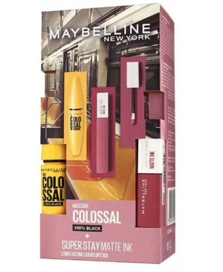 MAYBELLINE blakstienų tušo ir lūpų dažų rinkinys
