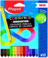 Inovatyvūs nedrožiami pieštukai MAPED Infinity, 12 spalvų	
