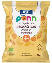 Ekologiškas kukurūzų užkandis su mangais ir bananais PONN, nuo 7 mėn., 20 g