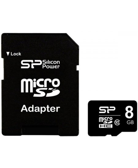 Silicon Power 8 GB, MicroSDHC, Flash memory class 10, SD adapter