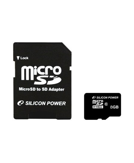 Silicon Power 8 GB, MicroSDHC, Flash memory class 10, SD adapter