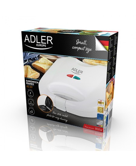 Adler Sandwich maker AD 301 750  W, Number of plates 1, Number of pastry 2, White