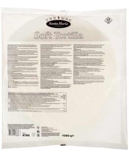 Kvietiniai paplotėliai, TEX MEX, WHEAT TORTILLA 12", 1080 g