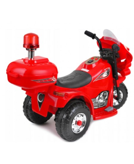 Vaikiškas motociklas su šoniniais ratukais, raudonas