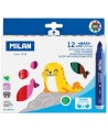 Itin lengvai nusiplaunantys flomasteriai mažiesiems MILAN SUPER WASHABLE, 12 spalvų