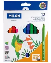 Flomasteriai MILAN CONIC, 12 spalvų