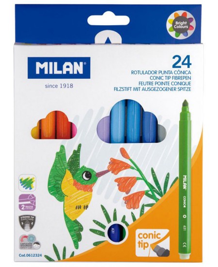Flomasteriai MILAN CONIC, 24 spalvos