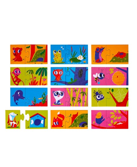 BABY PUZZLE stalo žaidimas dėlionė mažiausiems KAS KUR GYVENA