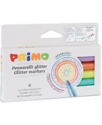 Blizgantys flomasteriai PRIMO, 6 spalvų