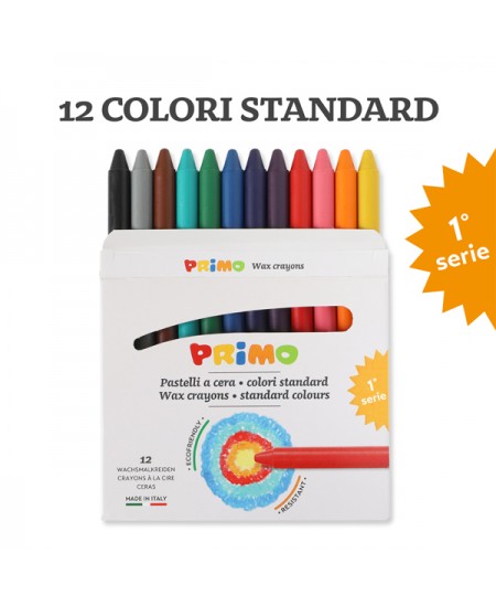 Vaškinės kreidelės PRIMO 1 serie, 12 spalvų