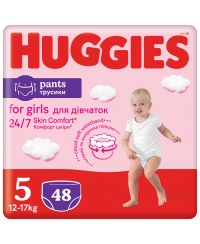 HUGGIES PANTS sauskelnės Girls 5 (12-17 kg) Mega, 48 vnt