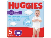 HUGGIES PANTS sauskelnės Boys 5 (12-17 kg) Mega, 48 vnt