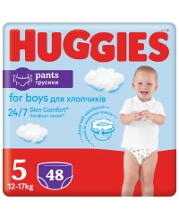 HUGGIES PANTS sauskelnės Boys 5 (12-17 kg) Mega, 48 vnt