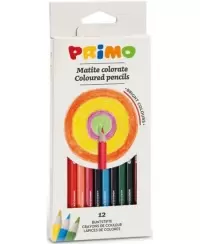 Spalvoti pieštukai PRIMO, šešiakampiai, 12 spalvų