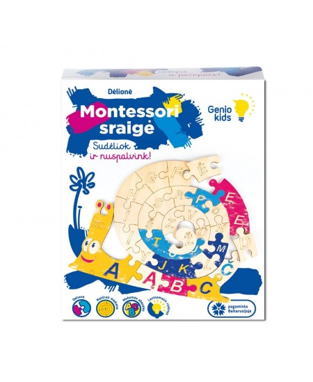 Genio Kids medinė dėlionė Montessori sraigė