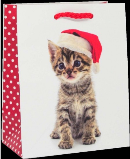 Dovanų maišelis "Kalėdų kačiukas" 15 cm x 12 cm