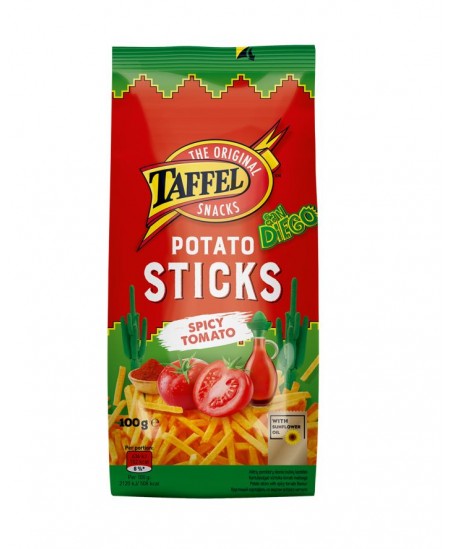 Traškučiai TAFFEL Sticks, aštrių pomidorų skonio, 100 g