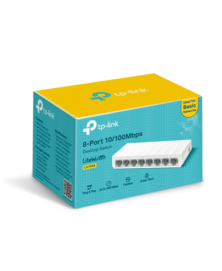 TP-LINK 8-Port 10/100Mbps Desktop Network Switch LS1008 Unmanaged, Desktop