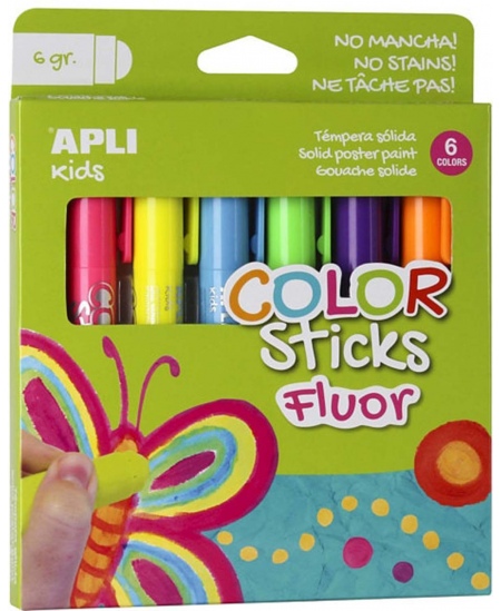 Dažų pastelės Apli Kids, ypač ryškios, 6 spalvų