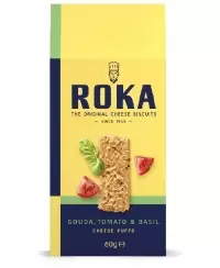 Sūrio trapučiai ROKA Gouda, su pomidorais ir baziliku, 60 g