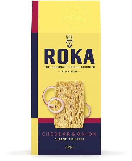 Sūrio trapučiai ROKA Cheddar, su svogūnais, 70 g