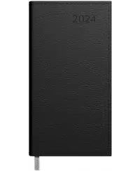 Kalendorius MIDI 2024, 90 x 167 mm, PU, juoda